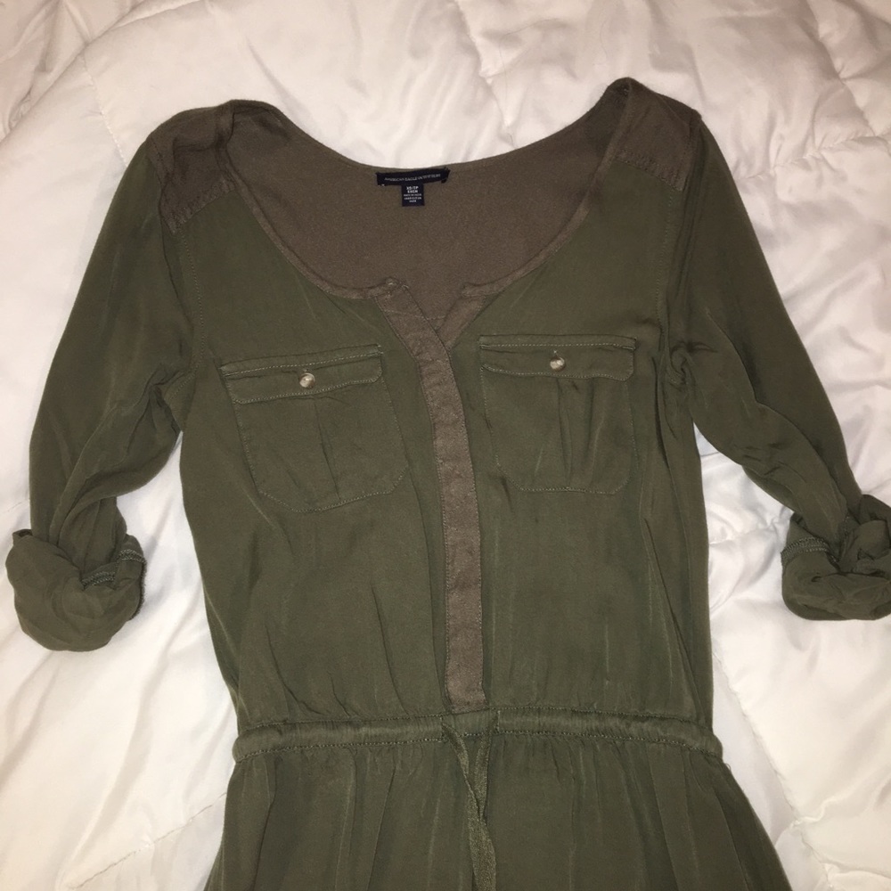 army green aeo dress